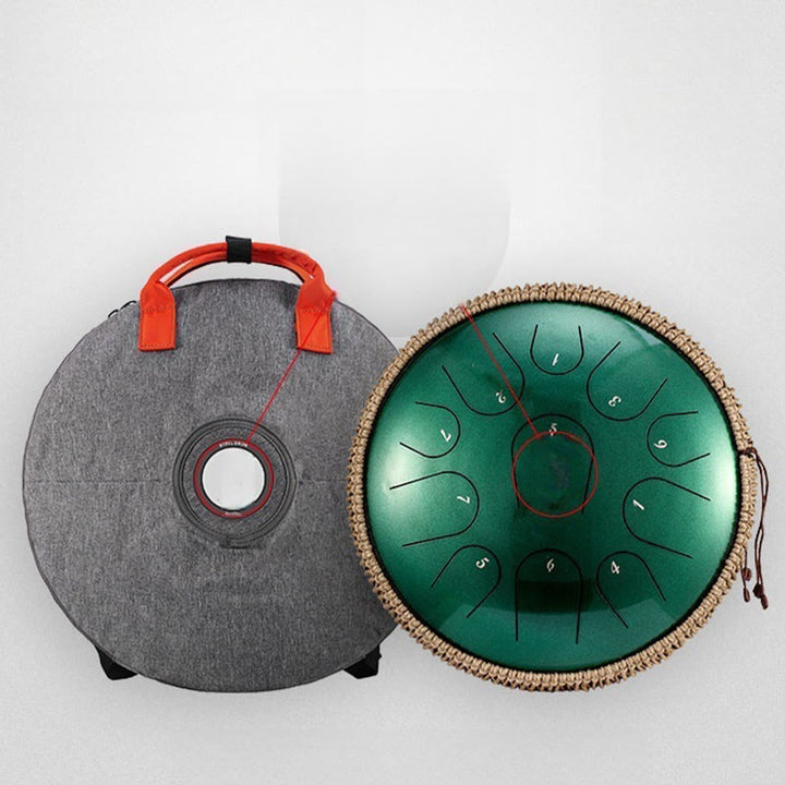 Kit di percussioni per la meditazione di consapevolezza, tamburo in acciaio con lingua in pietre Buddha Stones, 15 note, 14 pollici