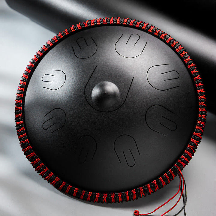 Kit per meditazione yoga con tamburo in acciaio Buddha Stones, 9 note, strumento handpan da 15 pollici - Nero 15 pollici - image 0