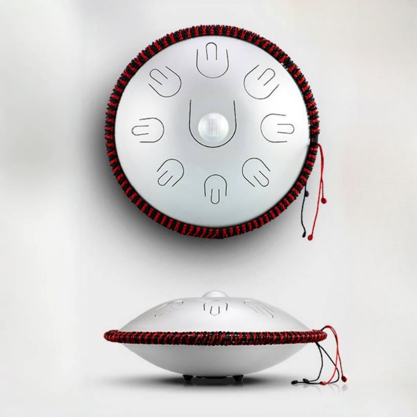 Kit per meditazione yoga con tamburo in acciaio Buddha Stones, 9 note, strumento handpan da 15 pollici