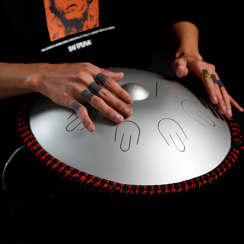 Kit per meditazione yoga con tamburo in acciaio Buddha Stones, 9 note, strumento handpan da 15 pollici