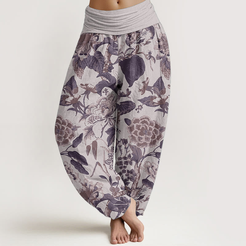 Pantaloni harem da donna con elastico in vita, in puro cotone, con motivo a foglie di loto e peonie, motivo Buddha Stones - Cardo - US22, UK/AU26, EU54 (6XL) - image 6