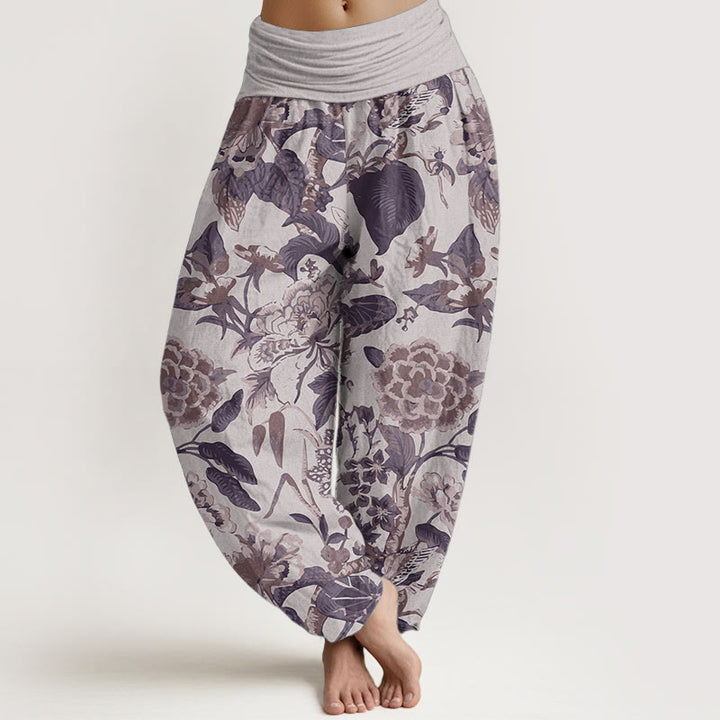 Pantaloni harem da donna con elastico in vita, in puro cotone, con motivo a foglie di loto e peonie, motivo Buddha Stones - Cardo - US22, UK/AU26, EU54 (6XL) - image 6