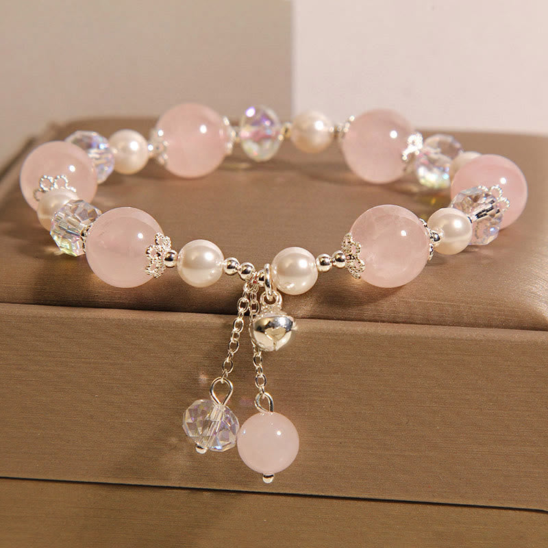 Bracciale di autoaccettazione in perle di cristallo rosa naturale Buddha Stones - Cristallo rosa (circonferenza del polso 14-16 cm) - image 0