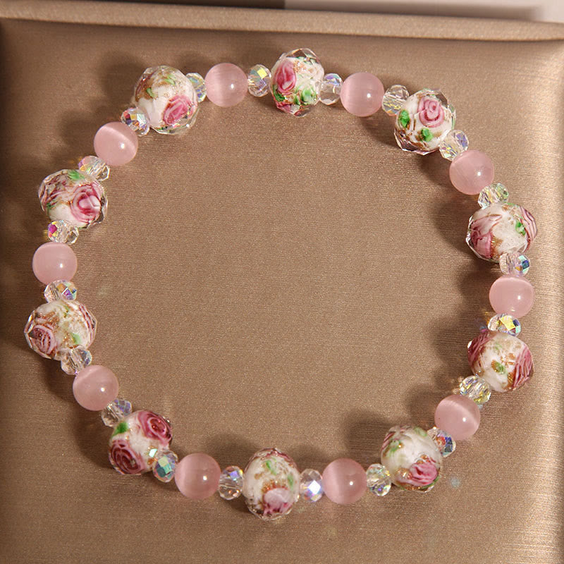 Braccialetto di calore con perline di vetro Liuli, cristallo rosa e Buddha Stones - image 3