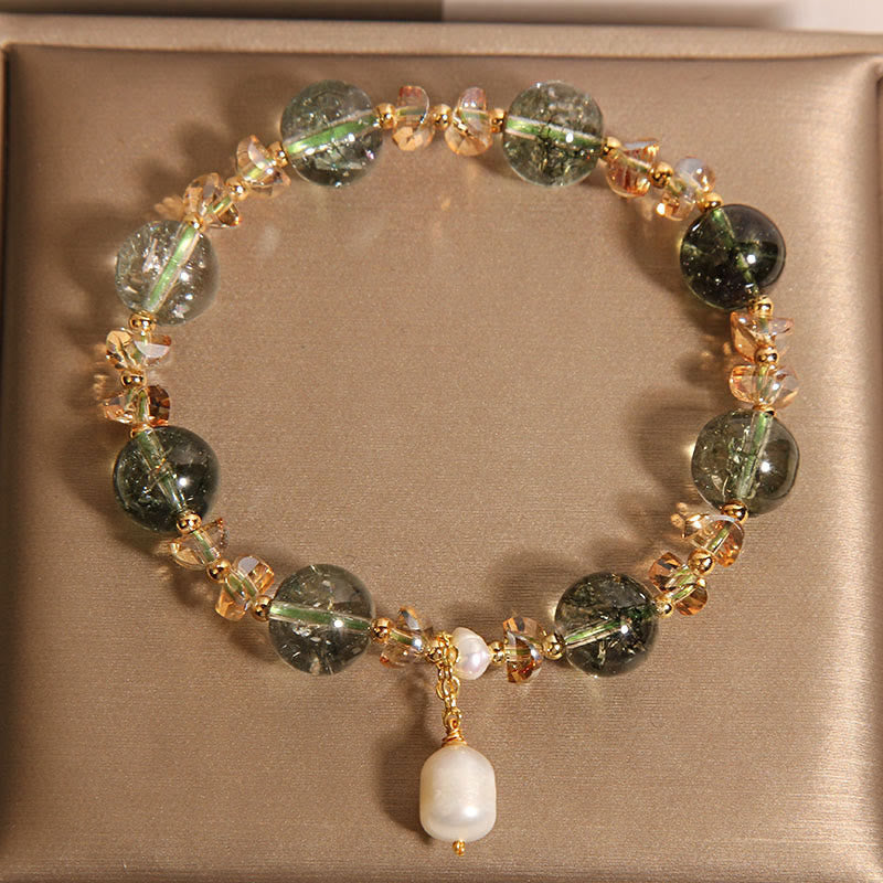 Braccialetto di fiducia in pietra di cristallo di ghiaia di perle fantasma verdi naturali di Buddha Stones