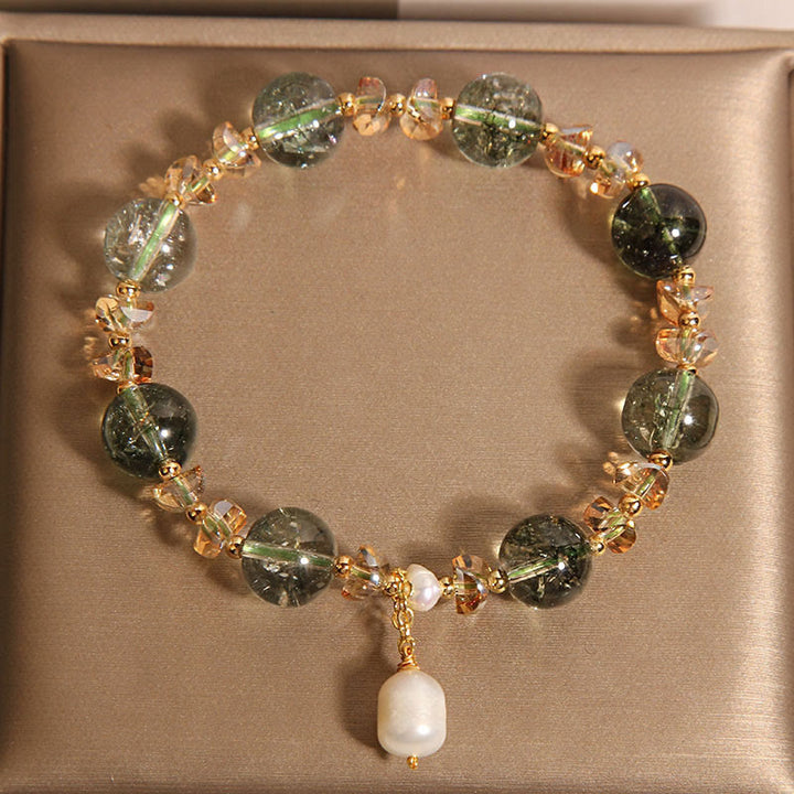 Braccialetto di fiducia in pietra di cristallo di ghiaia di perle fantasma verdi naturali di Buddha Stones