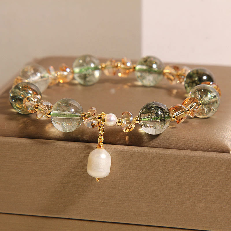Braccialetto di fiducia in pietra di cristallo di ghiaia di perle fantasma verdi naturali di Buddha Stones