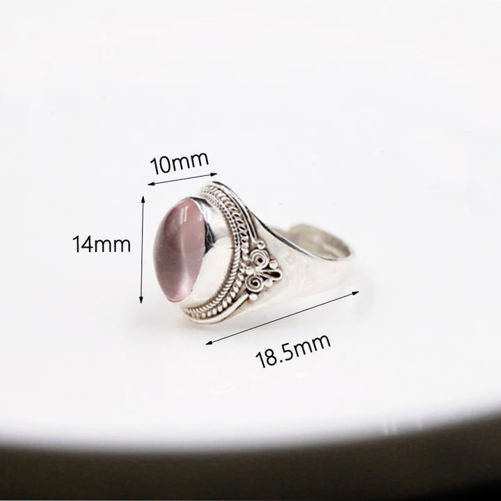 Anello regolabile in argento sterling 925 con quarzo rosa naturale fatto a mano, energia amorevole, Buddha Stones