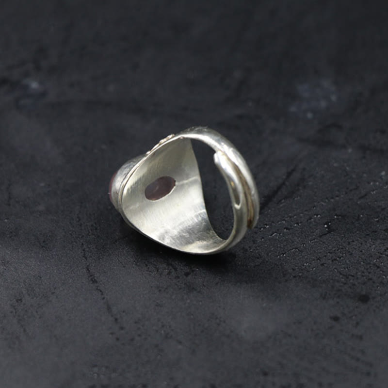Anello regolabile in argento sterling 925 con quarzo rosa naturale fatto a mano, energia amorevole, Buddha Stones