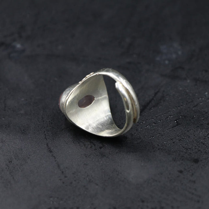 Anello regolabile in argento sterling 925 con quarzo rosa naturale fatto a mano, energia amorevole, Buddha Stones