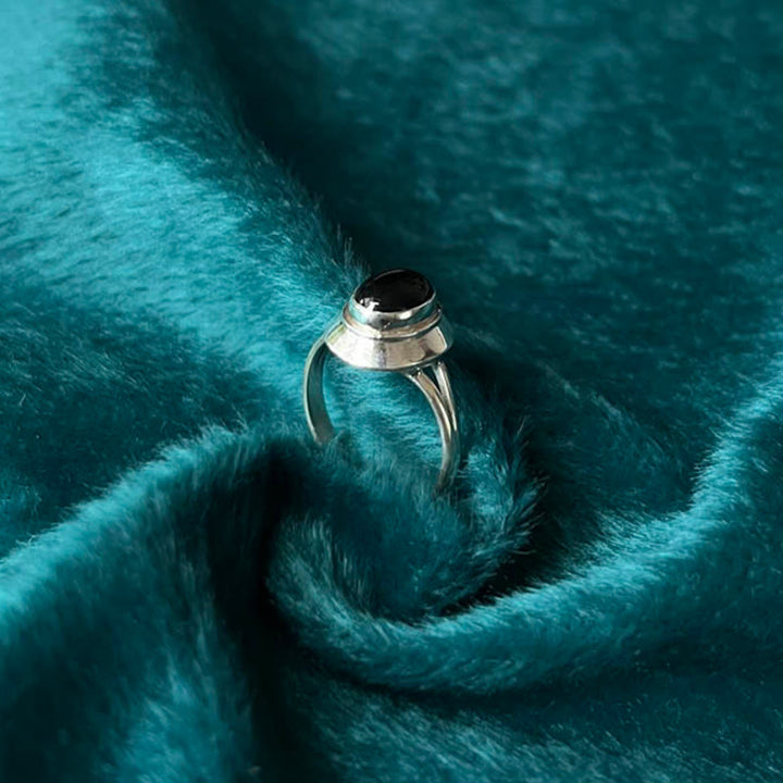 Anello regolabile in argento sterling 925 con onice nero fatto a mano, motivo Buddha Stones - image 10