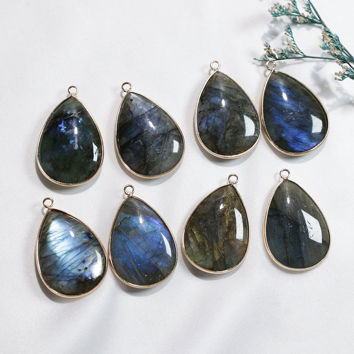 Collana con ciondolo curativo in labradorite con motivo a goccia d'acqua Buddha Stones