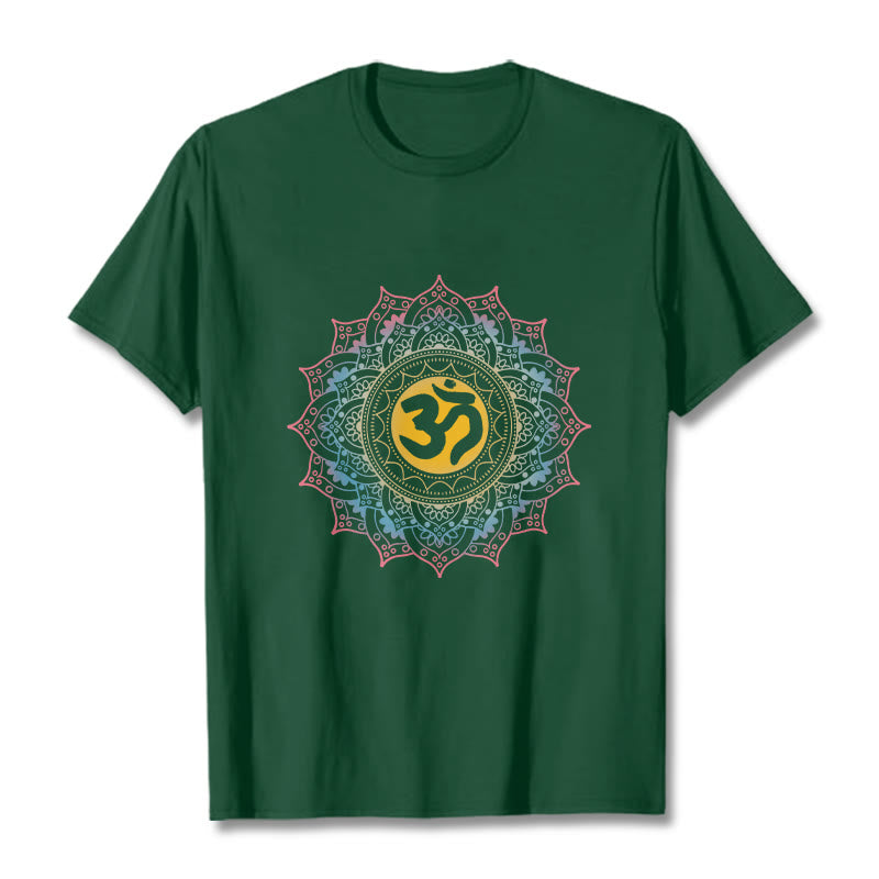 Maglietta con motivo Mandala OM Buddha Stones in sfumatura di colore - Verde foresta - 2XL - image 11