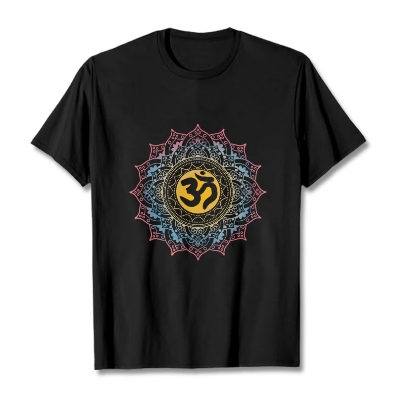 Maglietta con motivo Mandala OM Buddha Stones in sfumatura di colore - Nero - 2XL - image 1