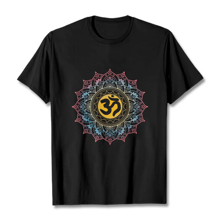 Maglietta con motivo Mandala OM Buddha Stones in sfumatura di colore - Nero - 2XL - image 1
