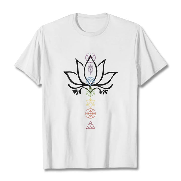 Maglietta Buddha Stones e geometria sacra del loto - Bianco - 2XL - image 5