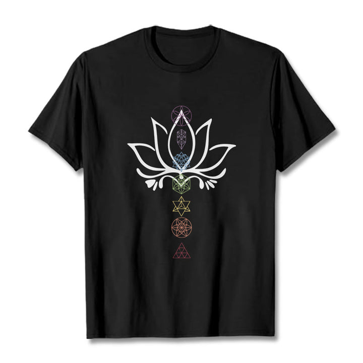 Maglietta Buddha Stones e geometria sacra del loto - Nero - 2XL - image 1