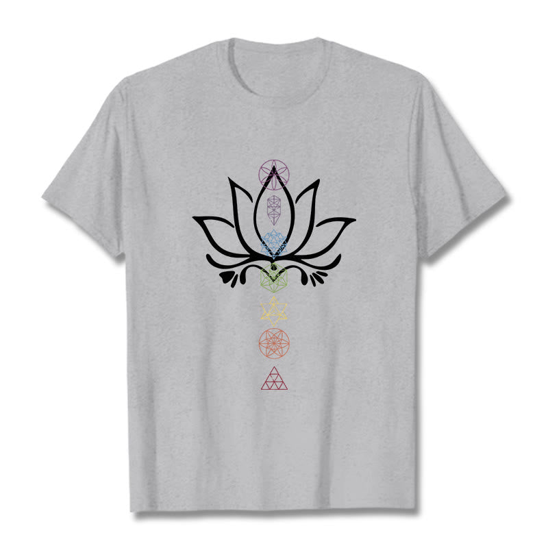 Maglietta Buddha Stones e geometria sacra del loto - Grigio chiaro - 2XL - image 19