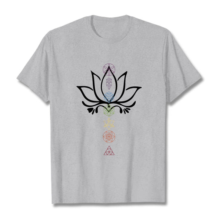 Maglietta Buddha Stones e geometria sacra del loto - Grigio chiaro - 2XL - image 19