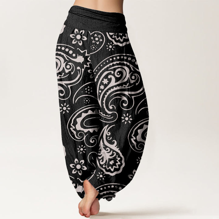 Pantaloni harem da donna con elastico in vita, casual ed eleganti, motivo floreale Paisley, Buddha Stones - image 3