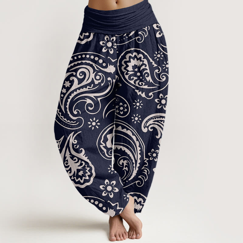 Pantaloni harem da donna con elastico in vita, casual ed eleganti, motivo floreale Paisley, Buddha Stones - Blu notte - US22, UK/AU26, EU54 (6XL) - image 5