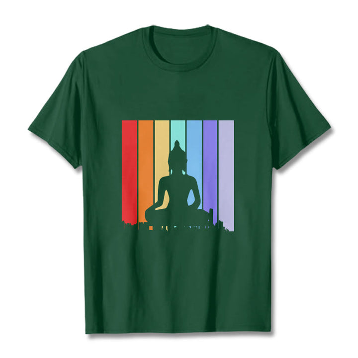 Maglietta Buddha Stones e arcobaleno per meditazione - Verde studentesco - 2XL - image 10
