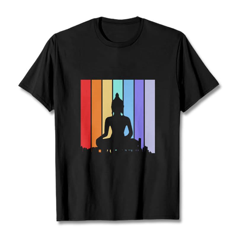 Maglietta Buddha Stones e arcobaleno per meditazione - Nero - 2XL - image 0