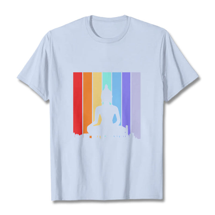 Maglietta Buddha Stones e arcobaleno per meditazione - Ciano chiaro - 2XL - image 19