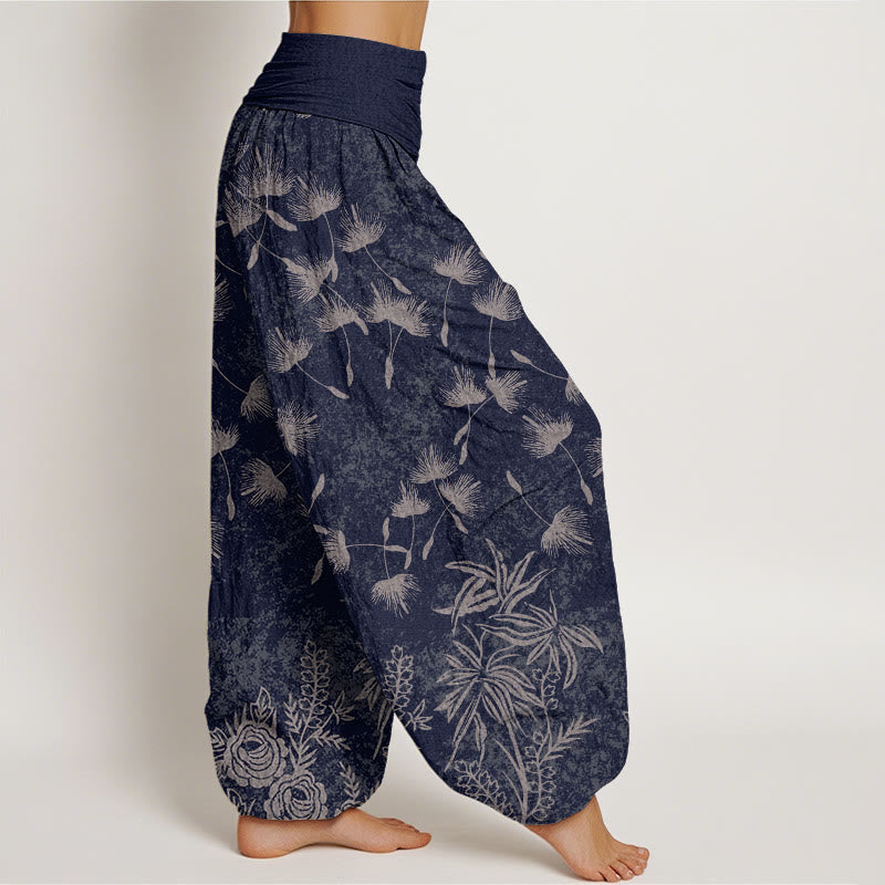 Pantaloni harem da donna con elastico in vita e motivo a semi di tarassaco, modello casual, motivo Buddha Stones - image 2