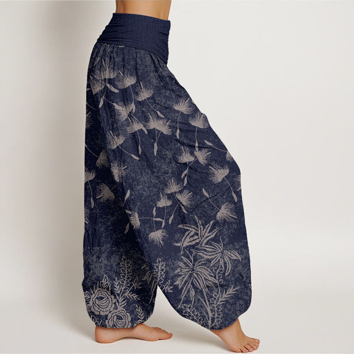 Pantaloni harem da donna con elastico in vita e motivo a semi di tarassaco, modello casual, motivo Buddha Stones - image 2