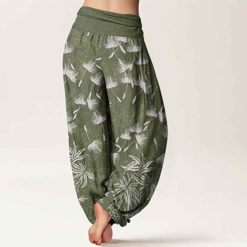 Pantaloni harem da donna con elastico in vita e motivo a semi di tarassaco, modello casual, motivo Buddha Stones - image 7