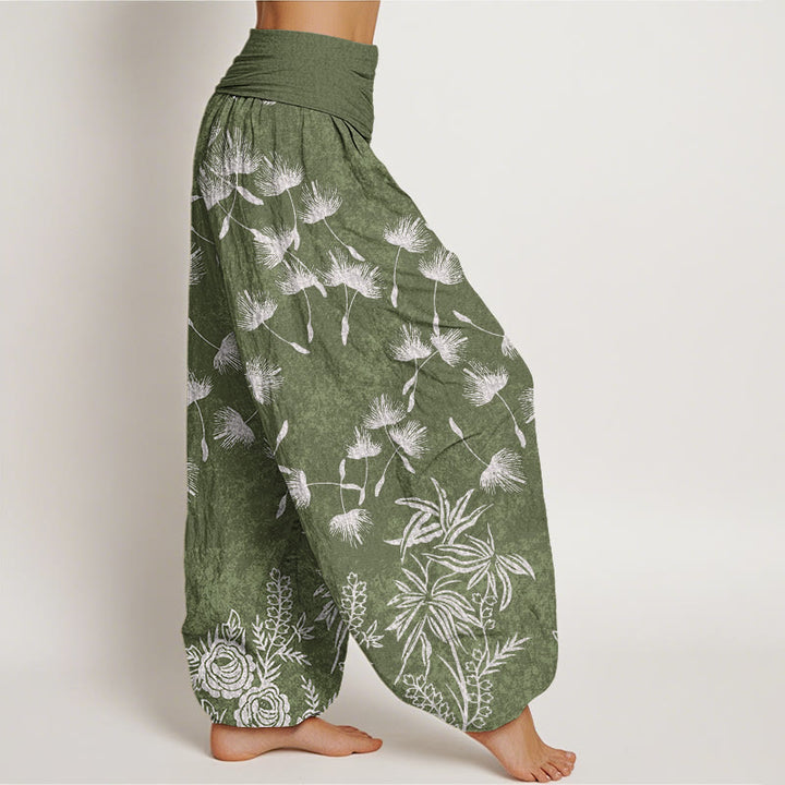 Pantaloni harem da donna con elastico in vita e motivo a semi di tarassaco, modello casual, motivo Buddha Stones - image 6