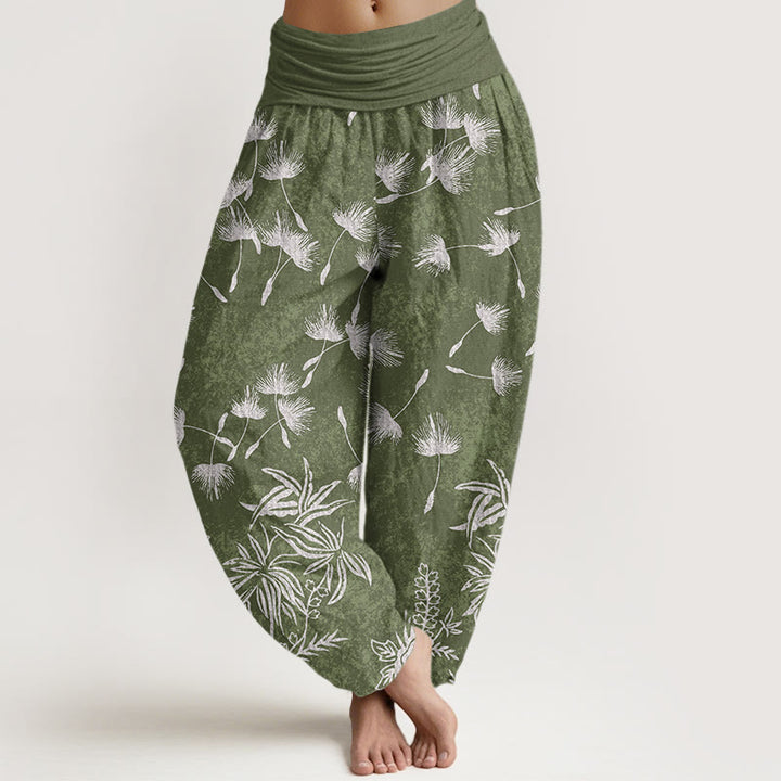 Pantaloni harem da donna con elastico in vita e motivo a semi di tarassaco, modello casual, motivo Buddha Stones - DarkSeaGreen - US22, UK/AU26, EU54 (6XL) - image 5