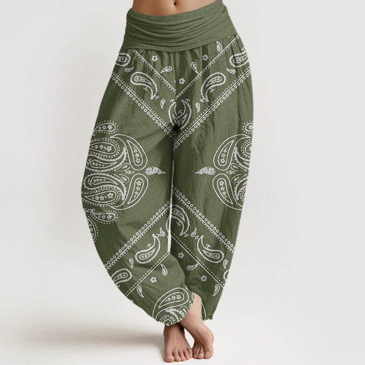 Pantaloni harem da donna con elastico in vita, motivo floreale e paisley, stile casual, motivo Buddha Stones - DarkSeaGreen - US22, UK/AU26, EU54 (6XL) - image 4