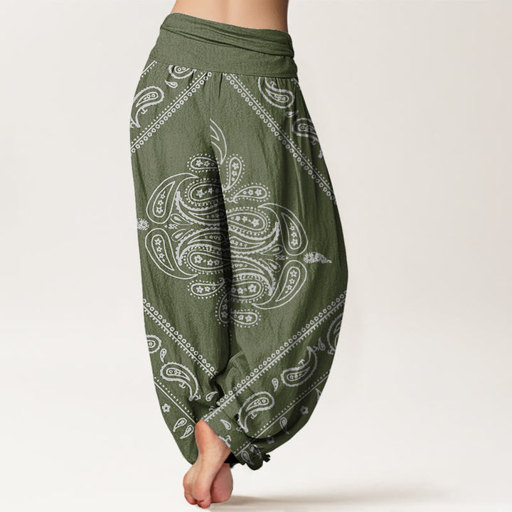 Pantaloni harem da donna con elastico in vita, motivo floreale e paisley, in cotone, casual, con Buddha Stones - image 5
