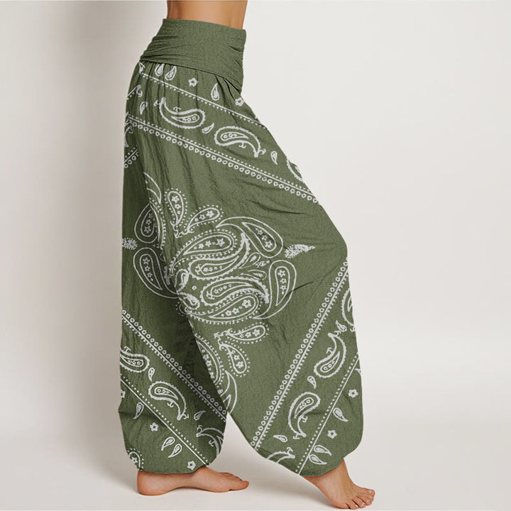 Pantaloni harem da donna con elastico in vita, motivo floreale e paisley, in cotone, casual, con Buddha Stones - image 6