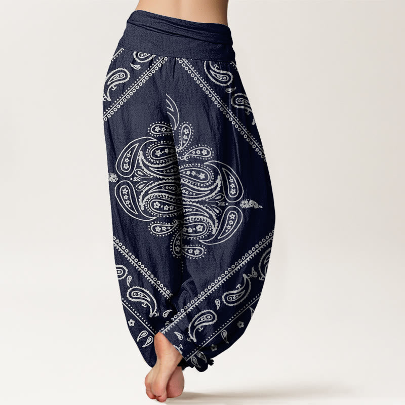 Pantaloni harem da donna con elastico in vita, motivo floreale e paisley, stile casual, motivo Buddha Stones - image 9