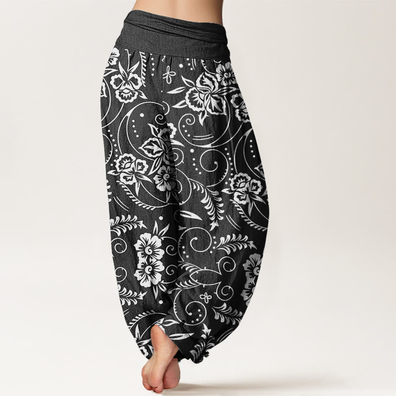 Pantaloni harem da donna con elastico in vita e motivo floreale a vortice Buddha Stones - image 10