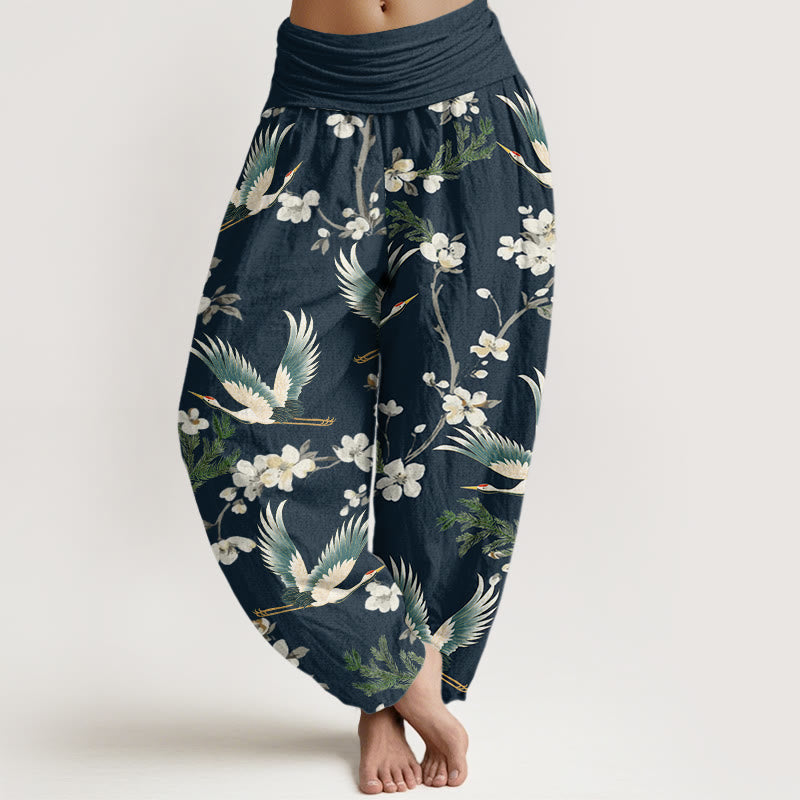 Pantaloni harem da donna con elastico in vita, modello casual con gru volante Buddha Stones - Marina - US22, UK/AU26, EU54 (6XL) - image 5