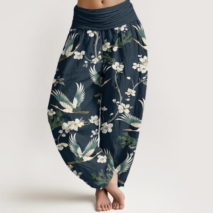 Pantaloni harem da donna con elastico in vita, modello casual con gru volante Buddha Stones - Marina - US22, UK/AU26, EU54 (6XL) - image 5