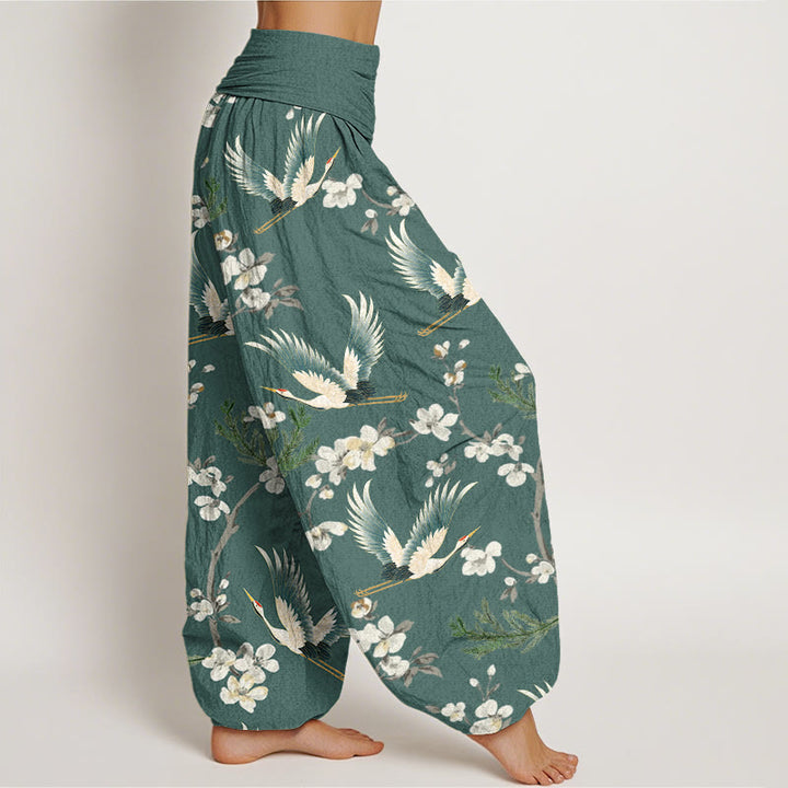 Pantaloni harem da donna con elastico in vita, modello casual con gru volante Buddha Stones - image 9