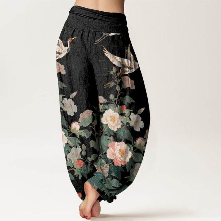 Pantaloni harem da donna con elastico in vita, modello Buddha Stones Casual Crane Peony - image 3