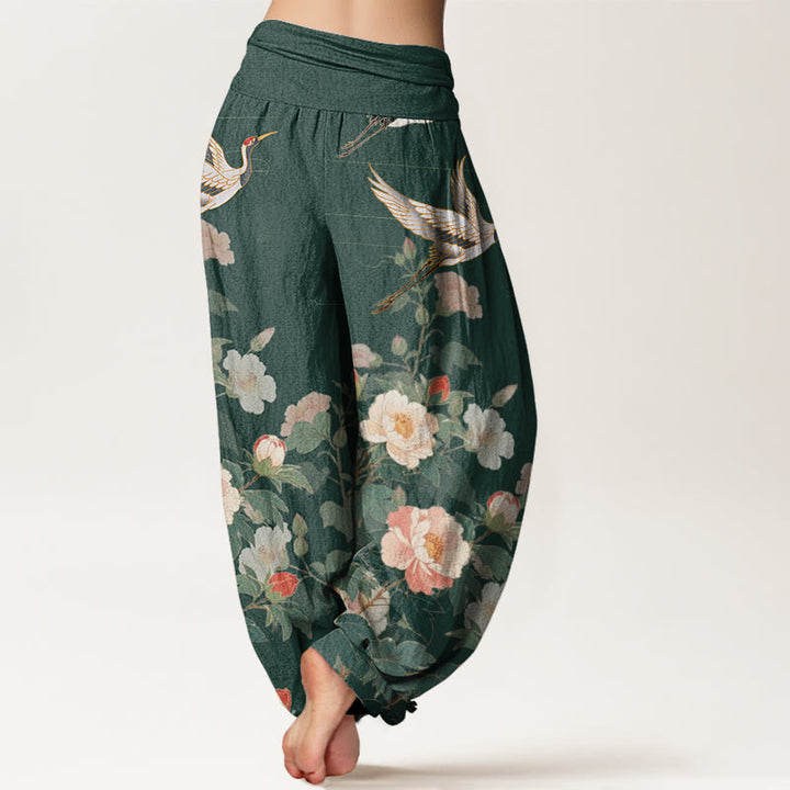 Pantaloni harem da donna con elastico in vita, modello Buddha Stones Casual Crane Peony - image 7