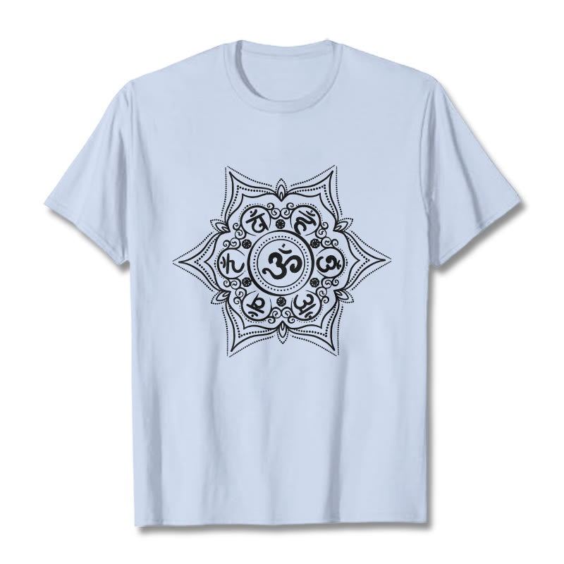 T-shirt Buddha Stones Mandala Om Mani Padme Hum Tee - Ciano chiaro - 2XL - image 18