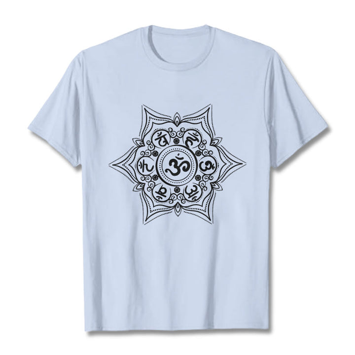 T-shirt Buddha Stones Mandala Om Mani Padme Hum Tee - Ciano chiaro - 2XL - image 19