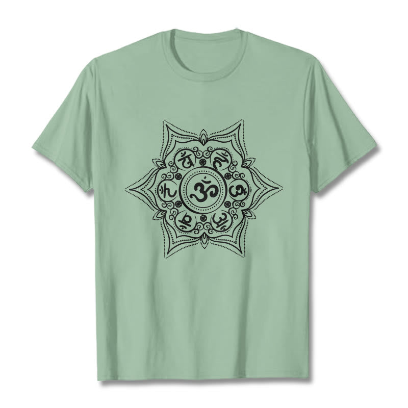 T-shirt Buddha Stones Mandala Om Mani Padme Hum Tee - Verde pallido - 2XL - image 14