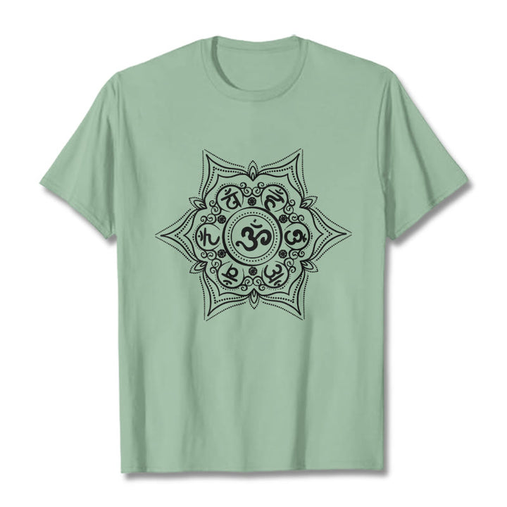 T-shirt Buddha Stones Mandala Om Mani Padme Hum Tee - Verde pallido - 2XL - image 15