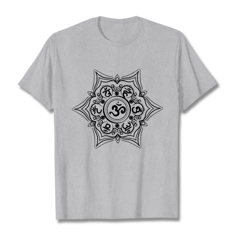 T-shirt Buddha Stones Mandala Om Mani Padme Hum Tee - Grigio chiaro - 2XL - image 19