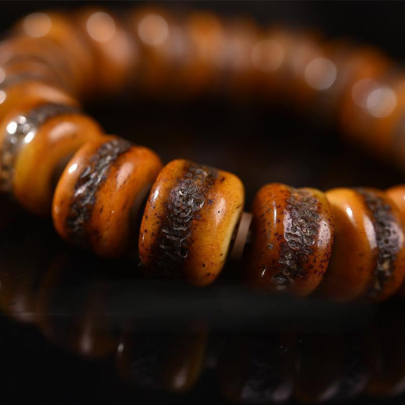 Bracciale vintage con perline di osso tibetane e teschio, Buddha Stones