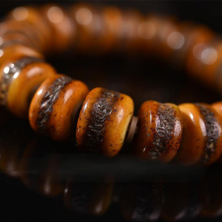 Bracciale vintage con perline di osso tibetane e teschio, Buddha Stones